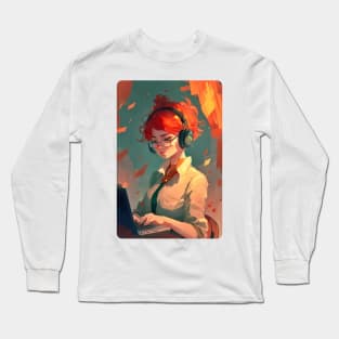 Redhead Anime Programming Girl V 1.06 Long Sleeve T-Shirt